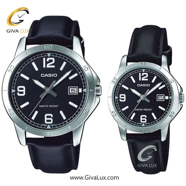 ساعت مچی اورجینال ست کاسیو Casio نقره ای | مشکی| مشکی| کد رفرنس زنانه: LTP-V004L-1BUDF، مردانه: MTP-V004L-1BUDF